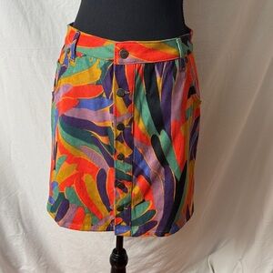 FARM Rio Colorful Button-Front Mini Skirt